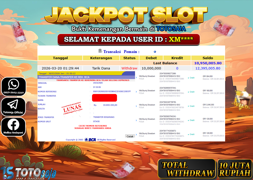TOTOSAJA JACKPOT SLOT ONLINE WILD BOUNTY SHOWDOWN  Rp.10.000.000,- LUNAS